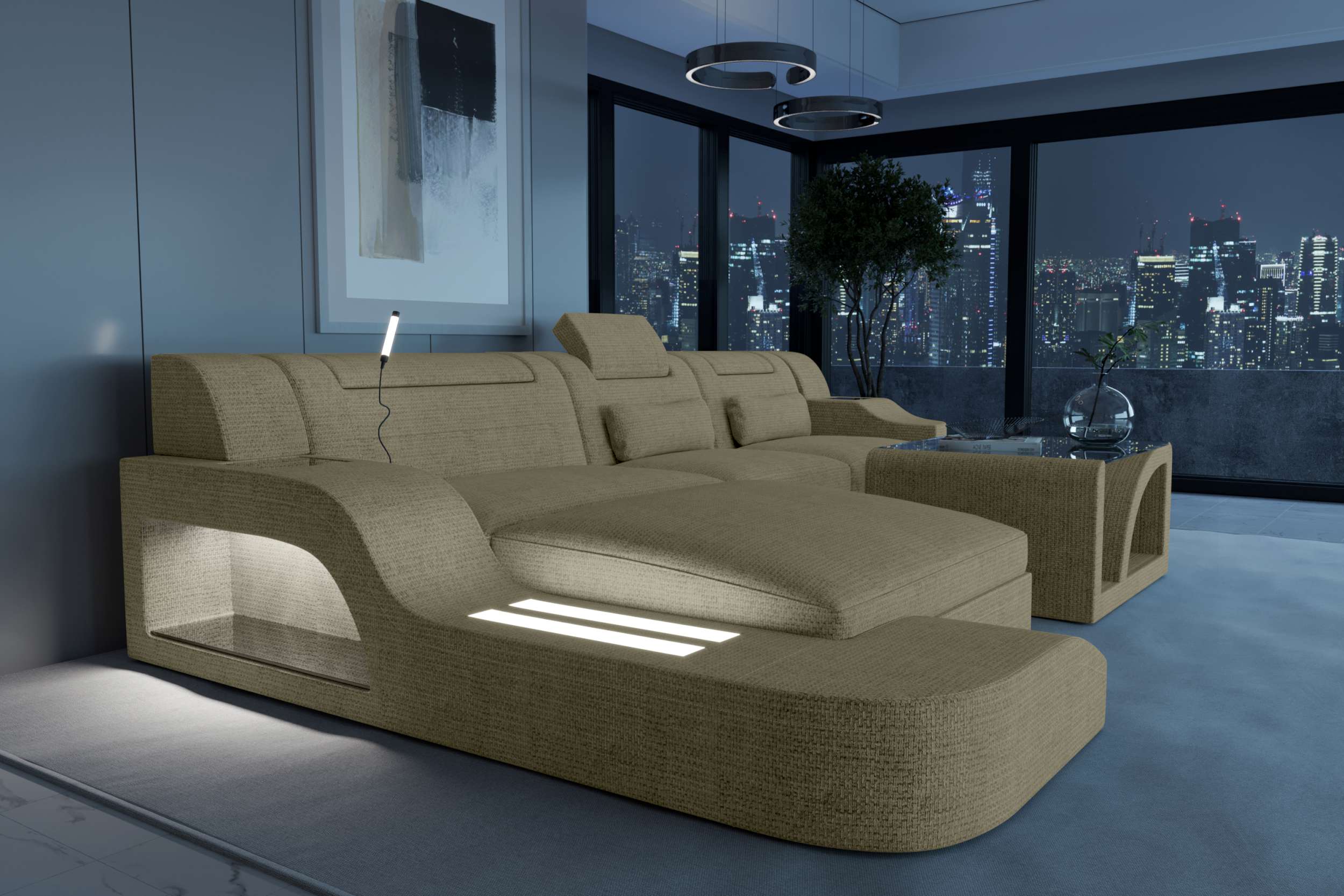 Ecksofa Palermo L Form Stoffsofa Beige