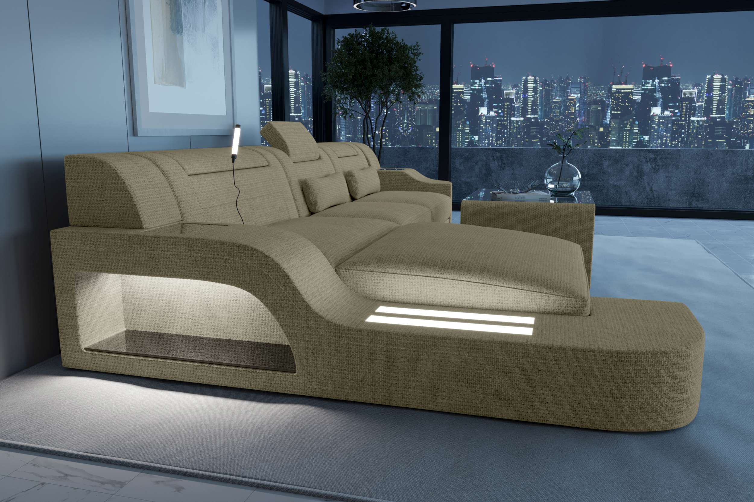 Ecksofa Palermo L Form Stoffsofa Beige