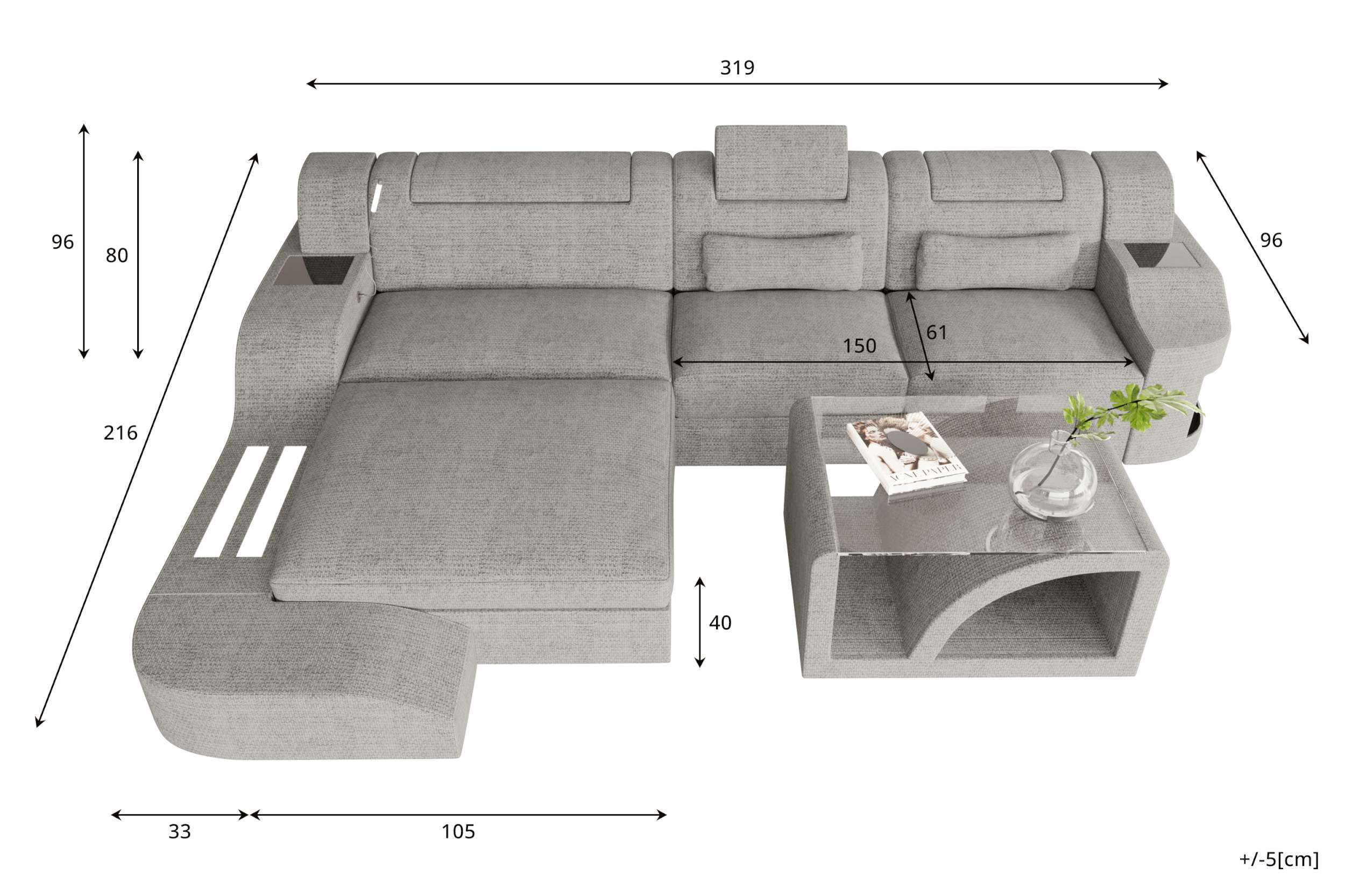 Ecksofa Palermo L Form Stoffsofa Beige
