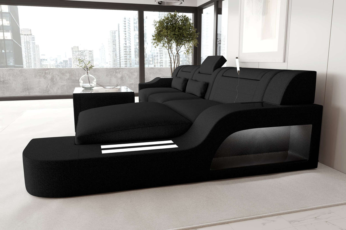 Ecksofa Palermo L Form Stoffsofa Schwarz