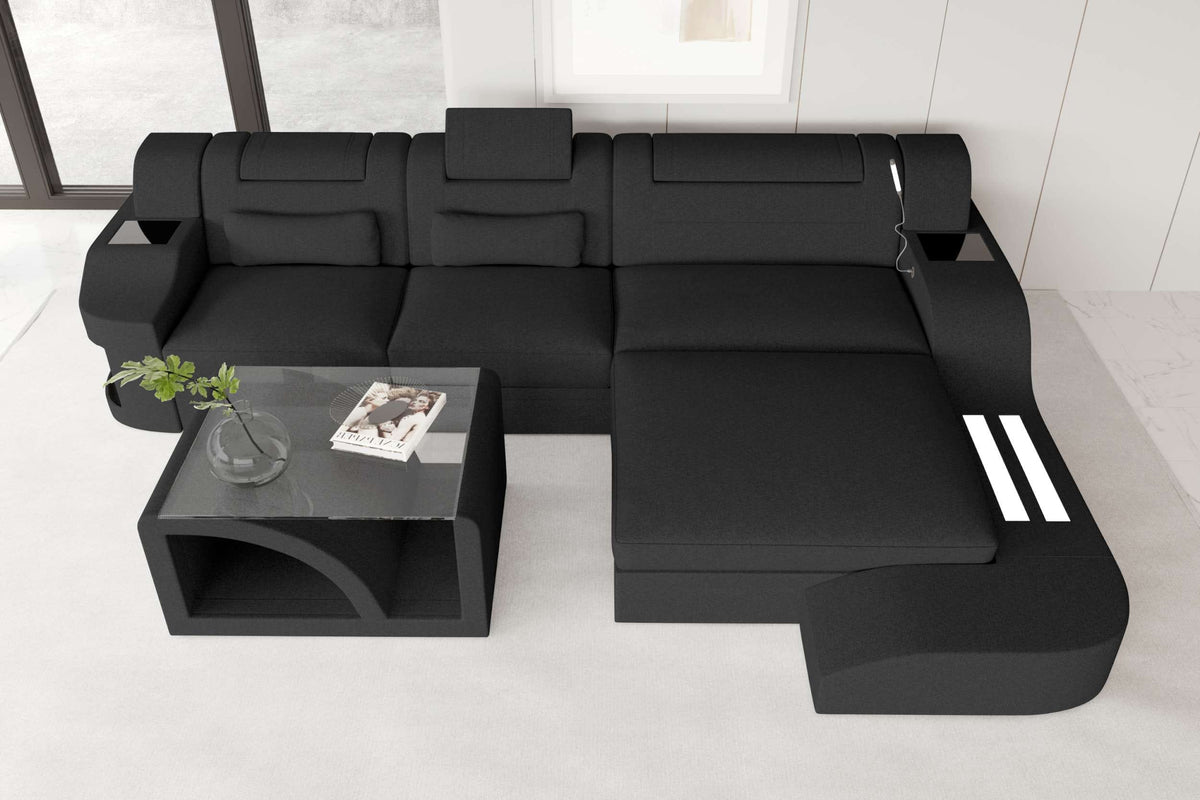 Ecksofa Palermo L Form Stoffsofa Schwarz