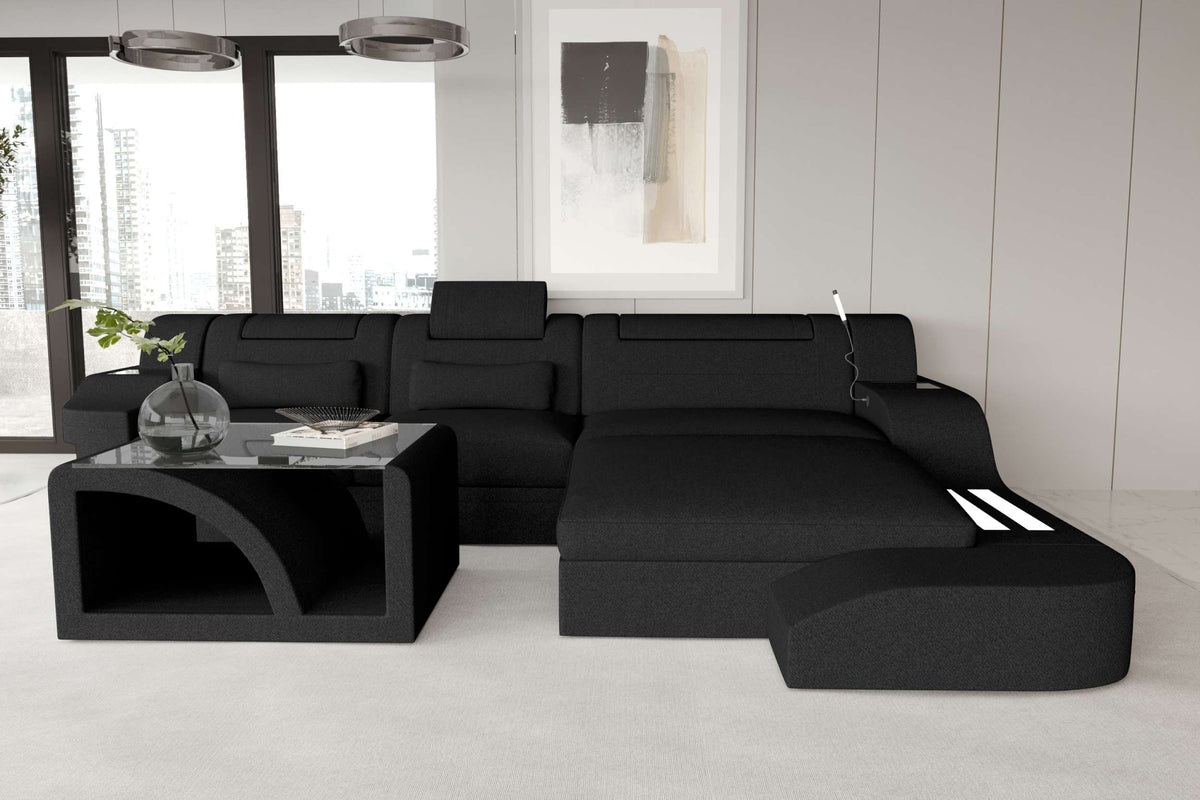 Ecksofa Palermo L Form Stoffsofa Schwarz