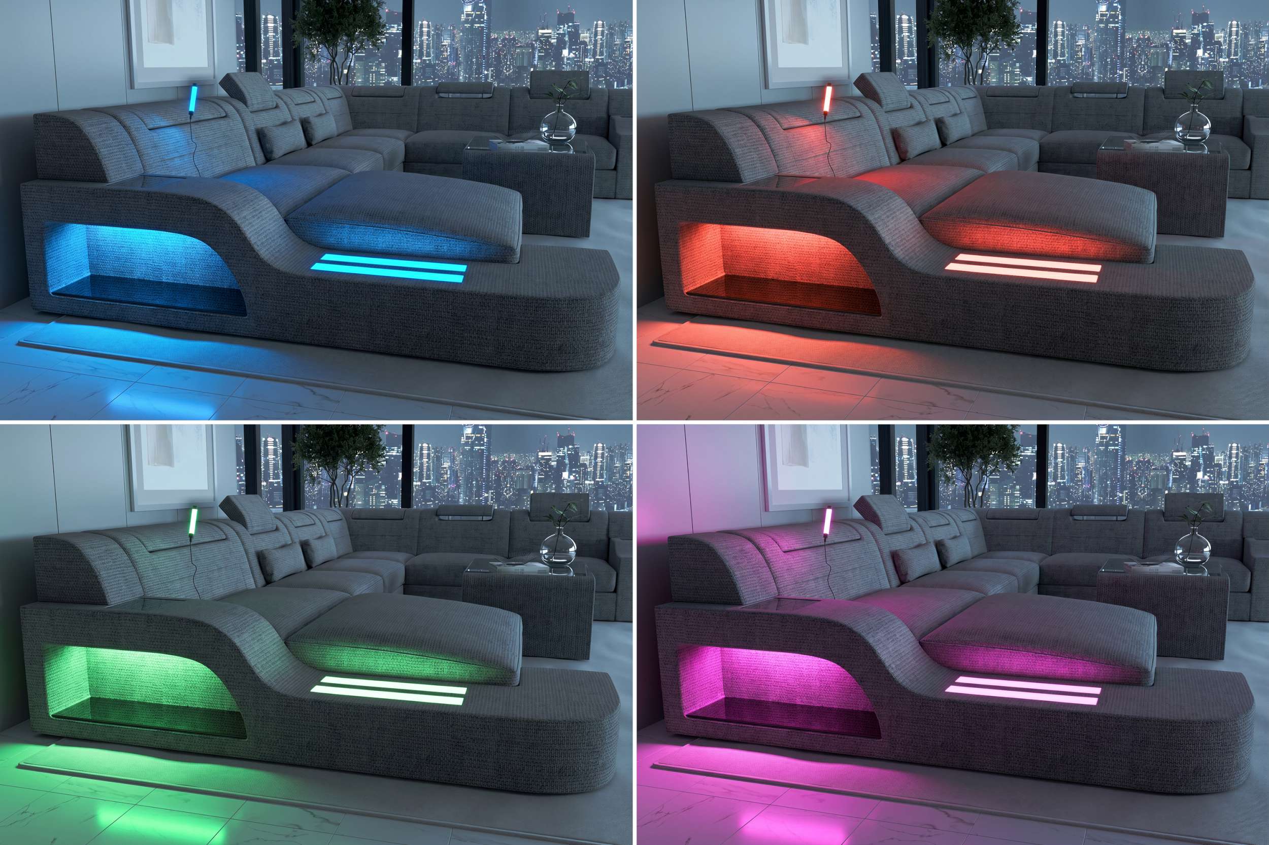 XXL Wohnlandschaft Palermo Stoffsofa Hellbraun