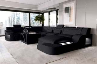 XXL Wohnlandschaft Palermo Stoffsofa Schwarz