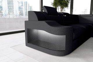 XXL Wohnlandschaft Palermo Stoffsofa Schwarz
