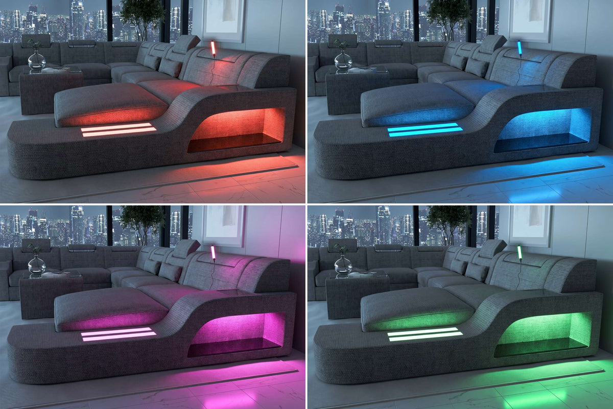 XXL Wohnlandschaft Palermo Stoffsofa Schwarz