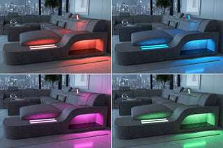 XXL Wohnlandschaft Palermo Stoffsofa Schwarz