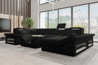 Wohnlandschaft Enzo U Form Stoffsofa Schwarz
