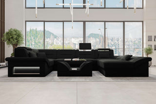 Wohnlandschaft Enzo U Form Stoffsofa Schwarz