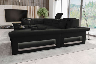 Wohnlandschaft Enzo U Form Stoffsofa Schwarz