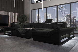 Wohnlandschaft Enzo U Form Stoffsofa Schwarz