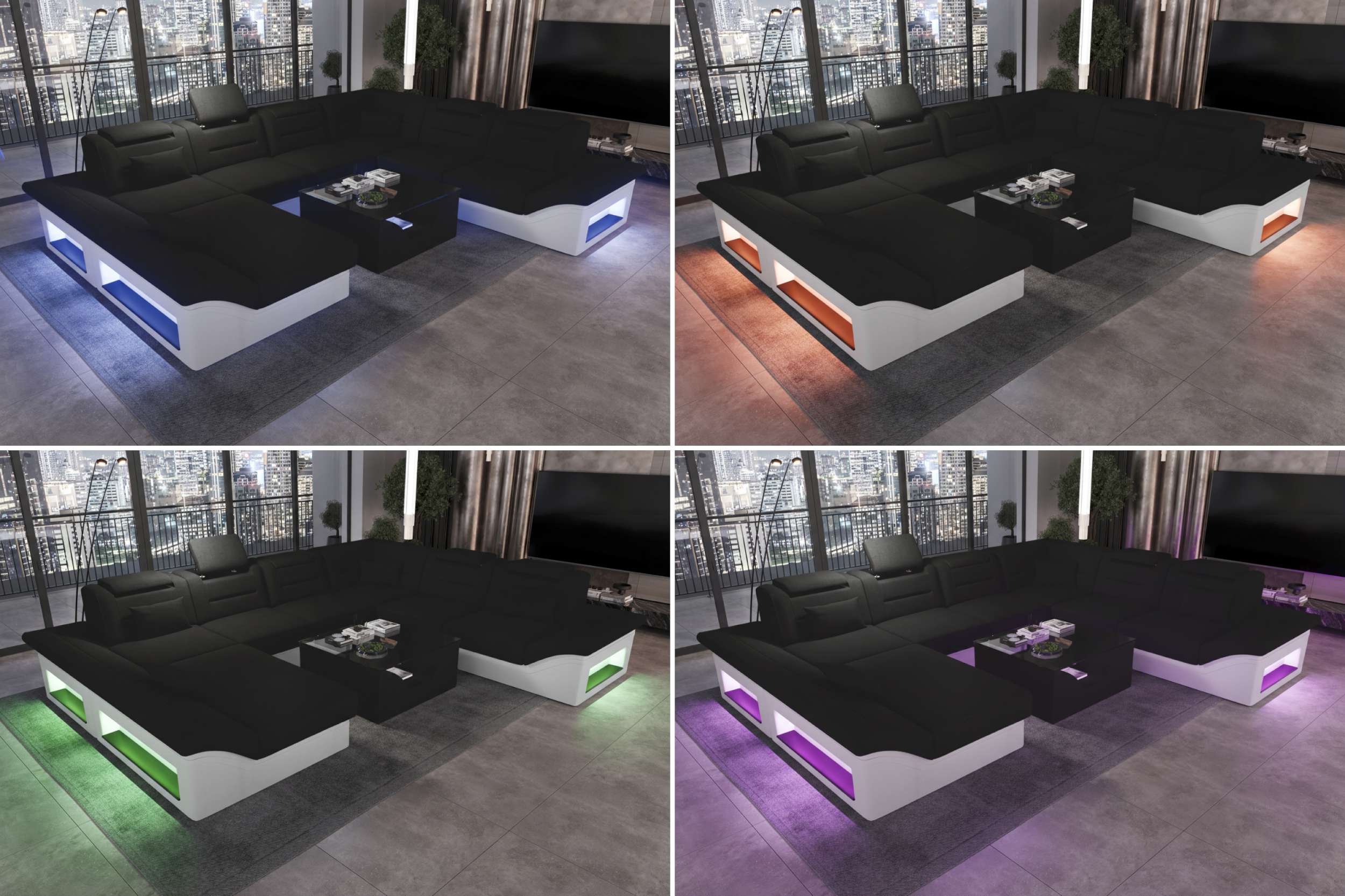 XXL Wohnlandschaft Enzo Stoffsofa Hellbraun