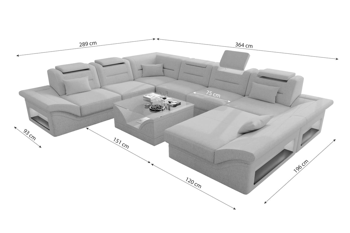 XXL Wohnlandschaft Enzo Stoffsofa Schwarz