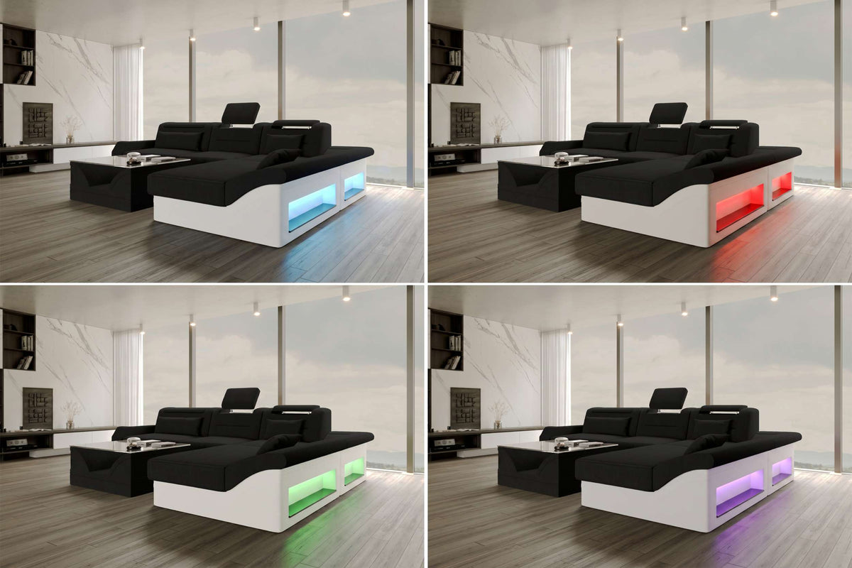 Ecksofa Monza L Form Stoffsofa Schwarz