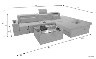 Ecksofa Monza L Form Stoffsofa Schwarz