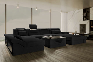 Wohnlandschaft Monza U Form Stoffsofa Schwarz