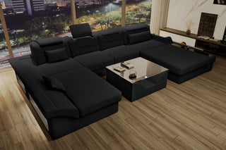 Wohnlandschaft Monza U Form Stoffsofa Schwarz