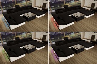 Wohnlandschaft Monza U Form Stoffsofa Schwarz