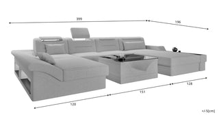 Wohnlandschaft Monza U Form Stoffsofa Schwarz