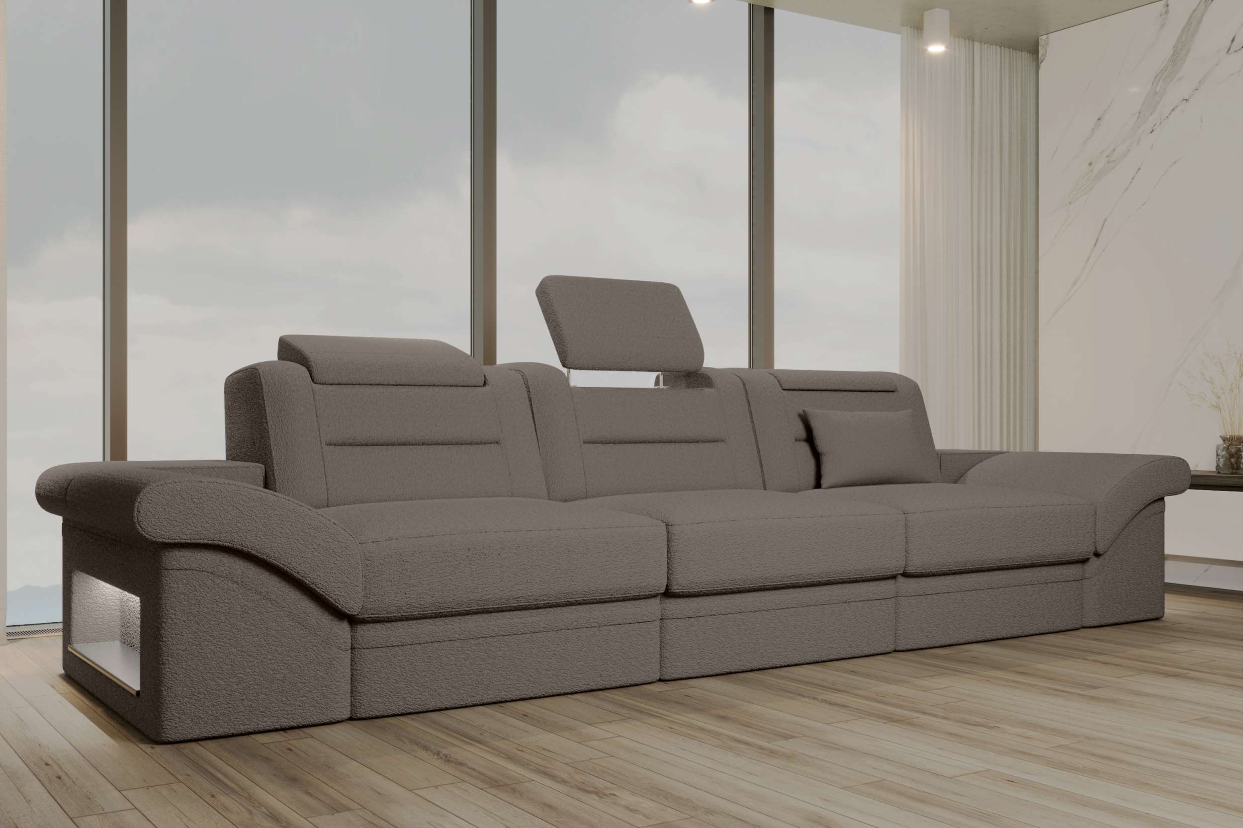 Couch Monza 3 Sitzer Stoffsofa Hellbraun