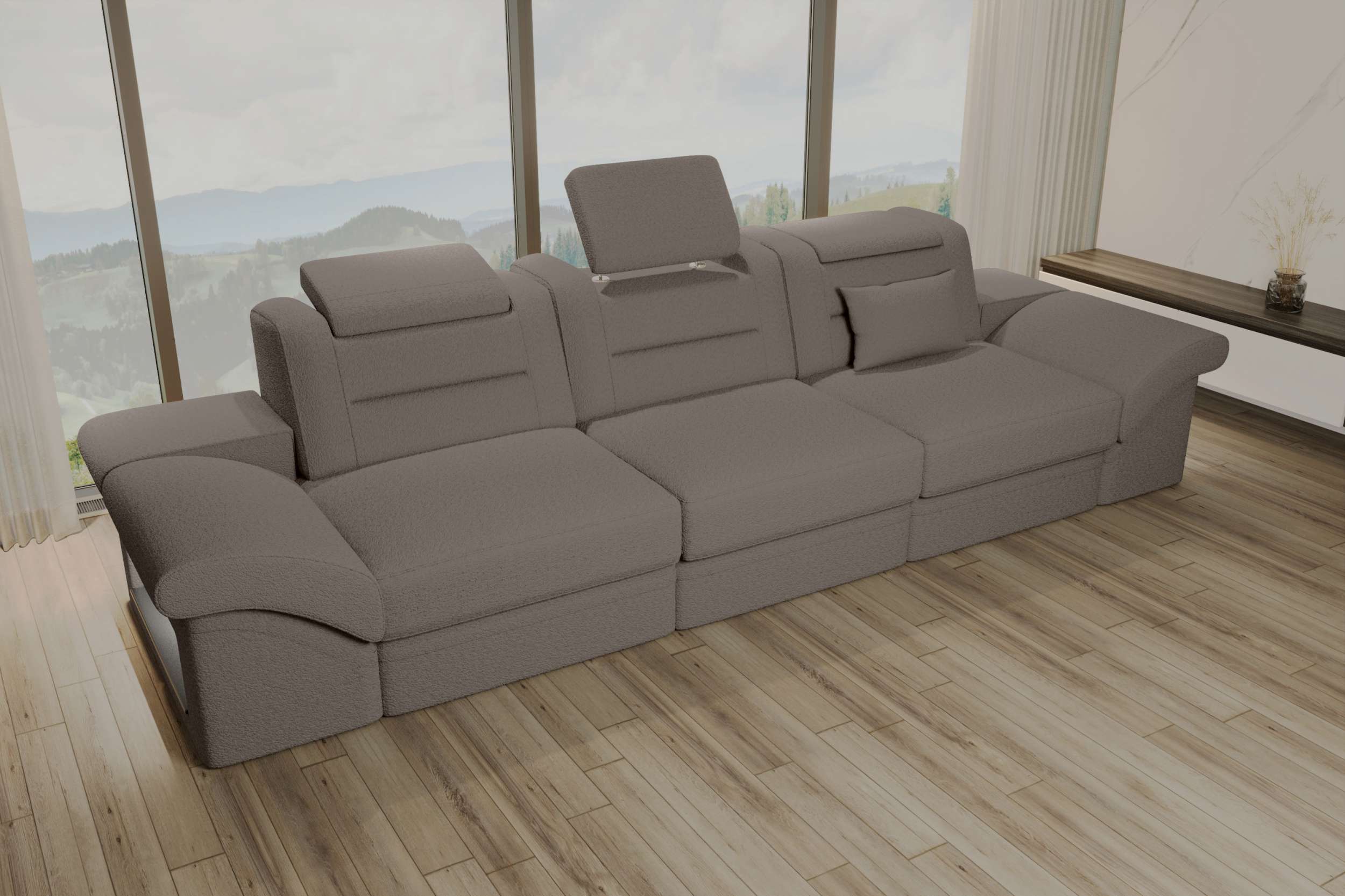 Couch Monza 3 Sitzer Stoffsofa Hellbraun