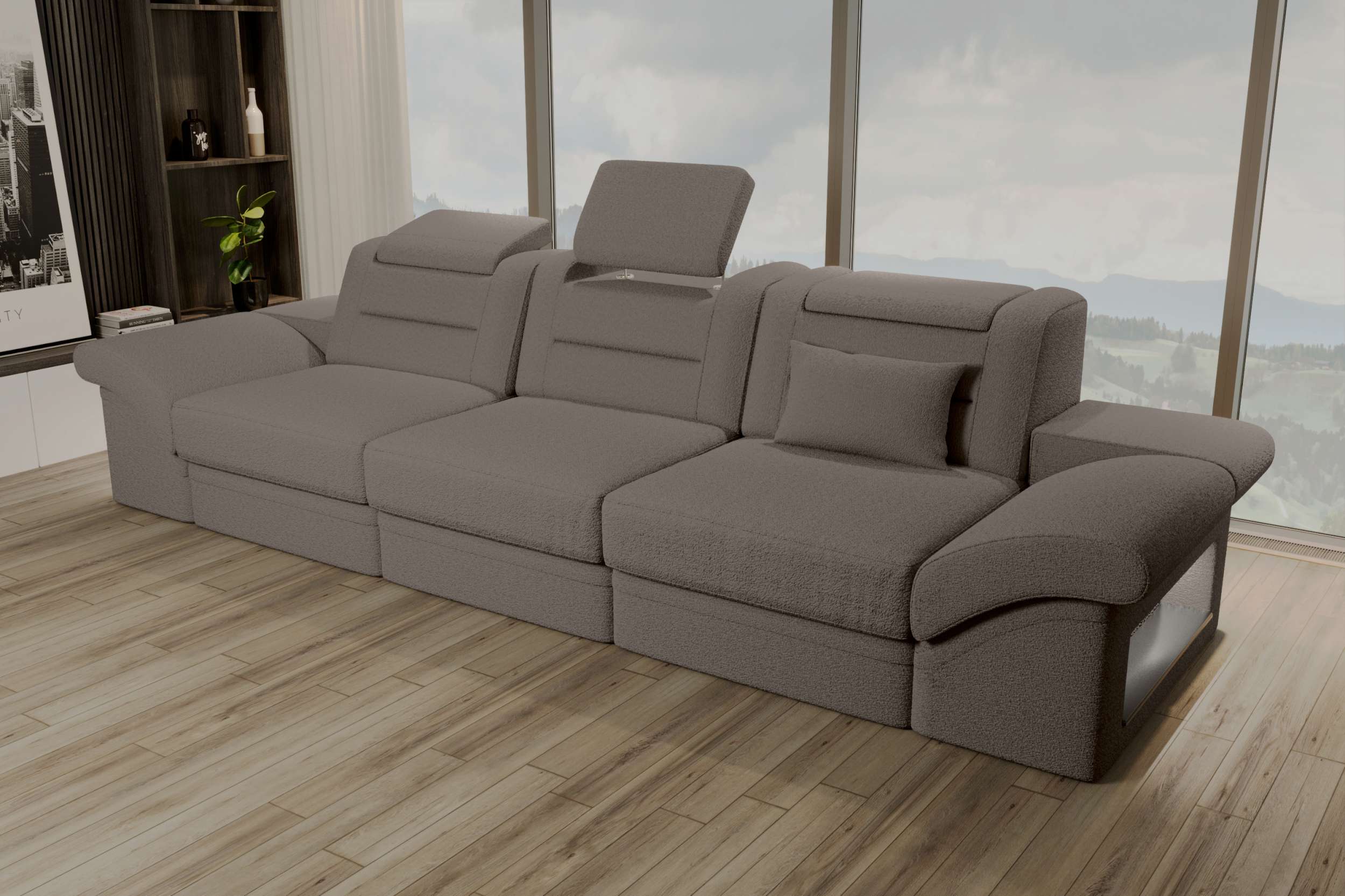 Couch Monza 3 Sitzer Stoffsofa Hellbraun