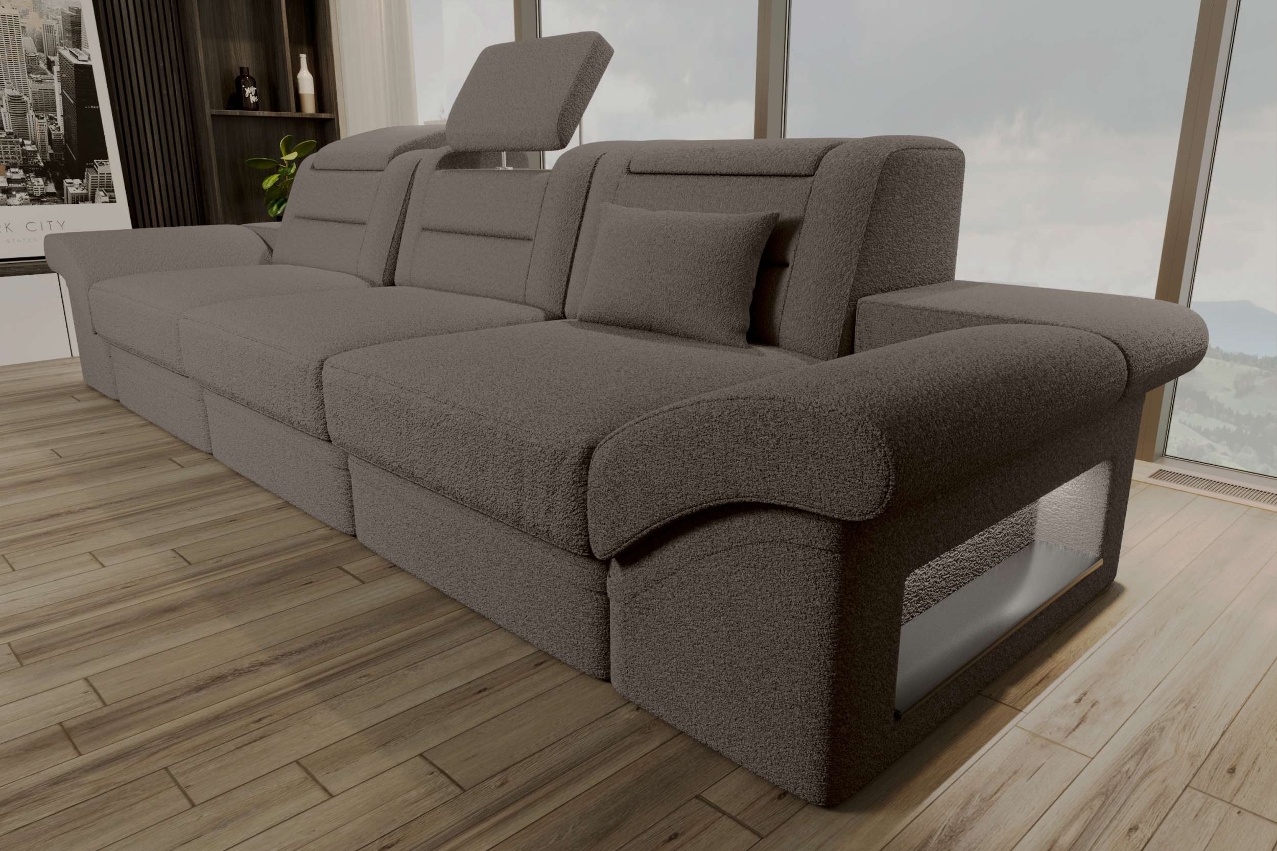 Couch Monza 3 Sitzer Stoffsofa Hellbraun