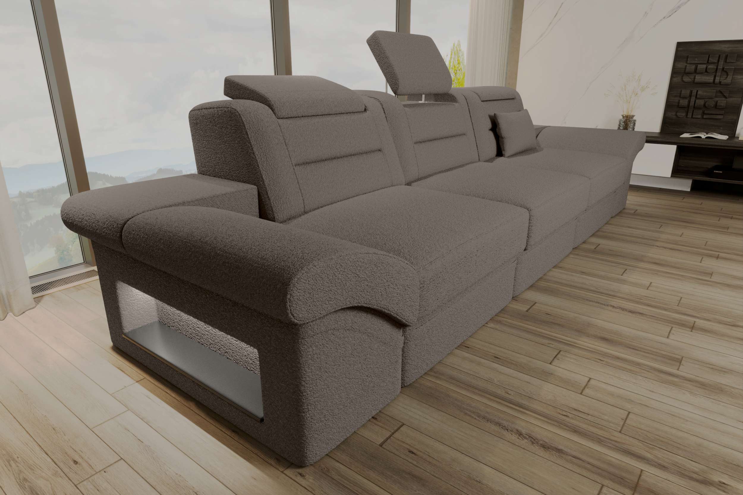 Couch Monza 3 Sitzer Stoffsofa Hellbraun