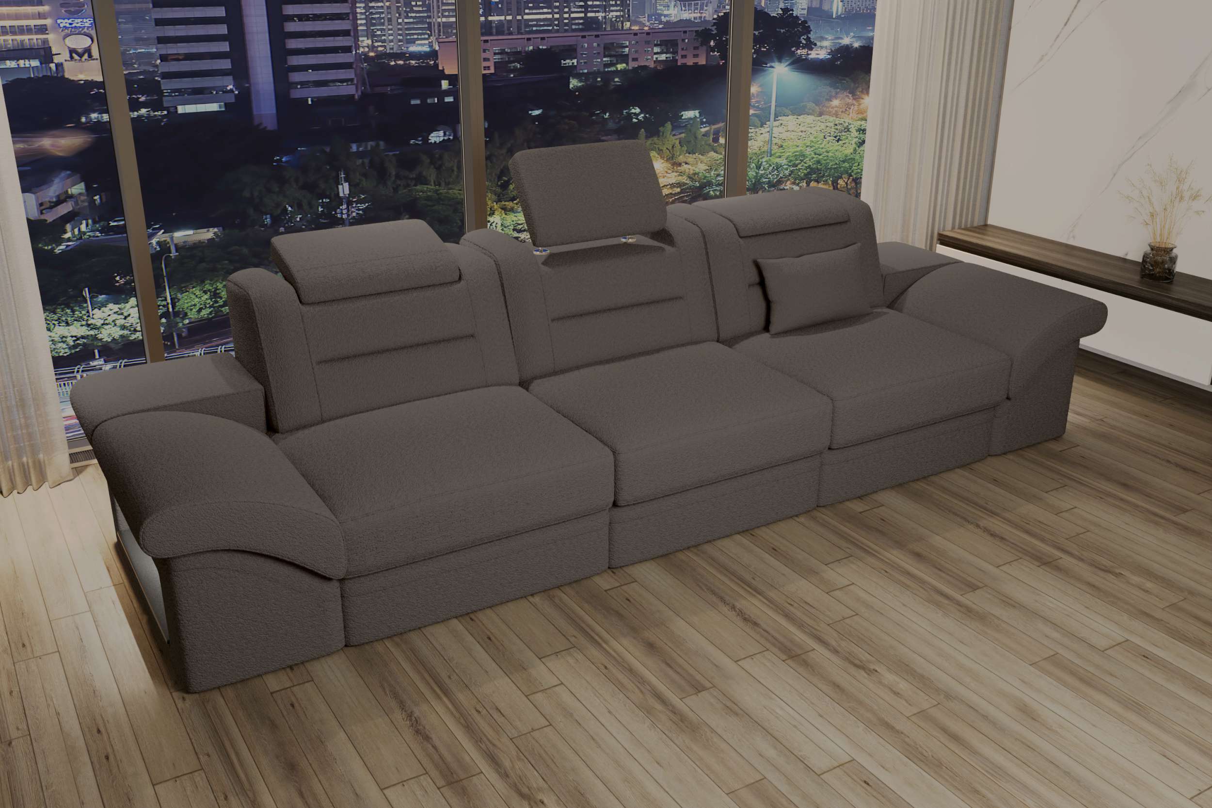 Couch Monza 3 Sitzer Stoffsofa Hellbraun