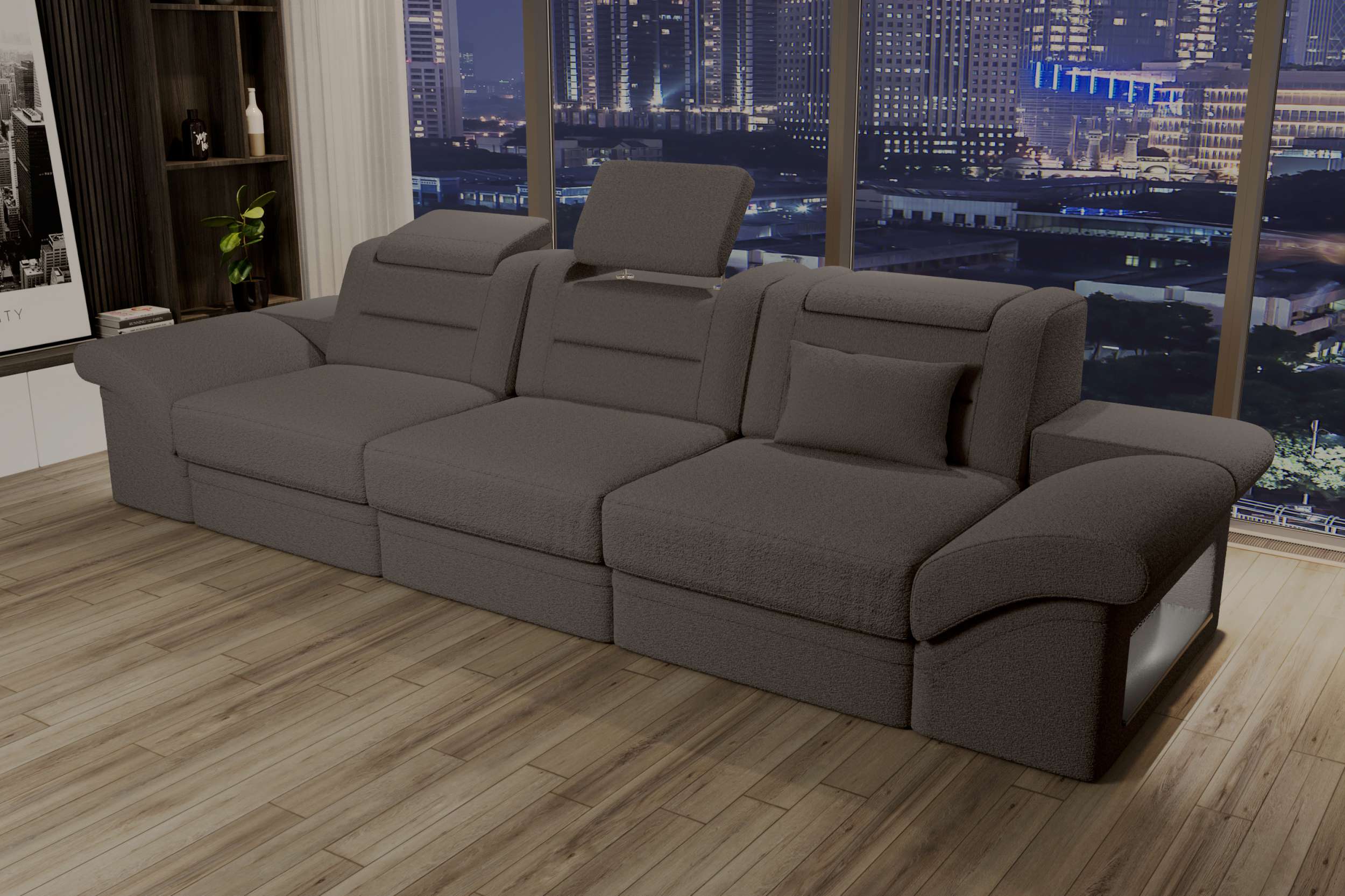 Couch Monza 3 Sitzer Stoffsofa Hellbraun