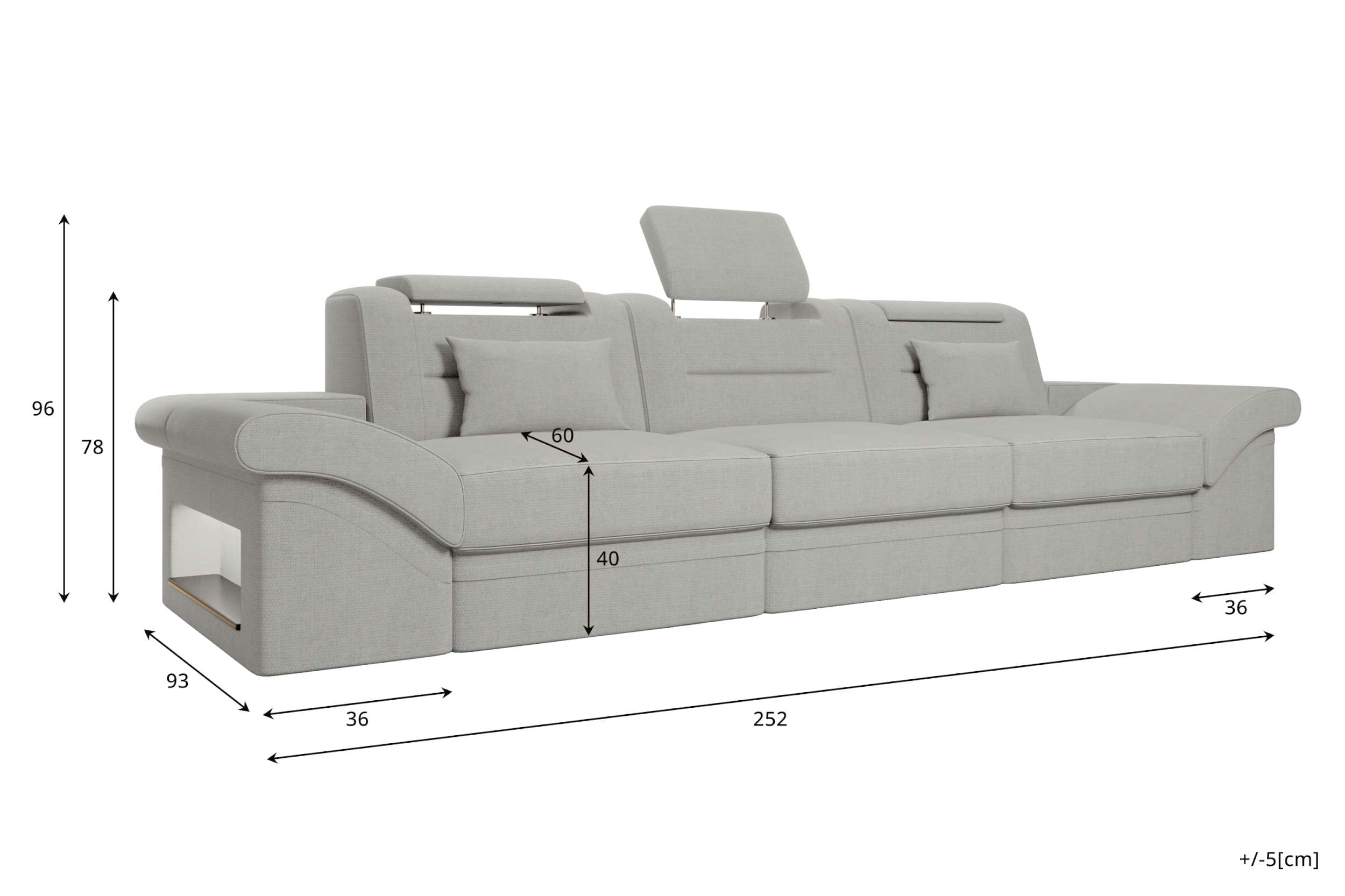 Couch Monza 3 Sitzer Stoffsofa Hellbraun
