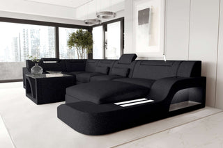 Wohnlandschaft Palermo U Form Stoffsofa Schwarz