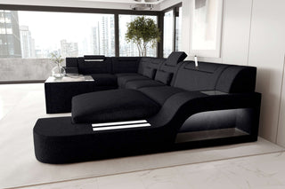 Wohnlandschaft Palermo U Form Stoffsofa Schwarz