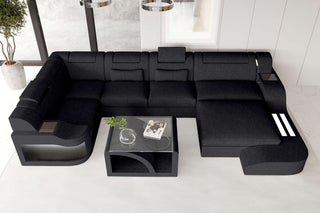 Wohnlandschaft Palermo U Form Stoffsofa Schwarz