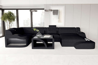 Wohnlandschaft Palermo U Form Stoffsofa Schwarz