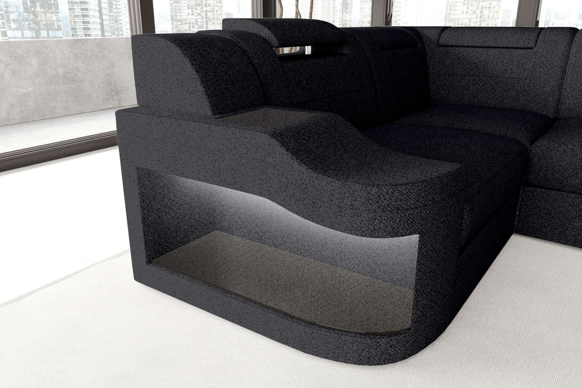 Wohnlandschaft Palermo U Form Stoffsofa Schwarz
