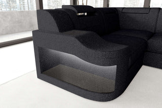Wohnlandschaft Palermo U Form Stoffsofa Schwarz