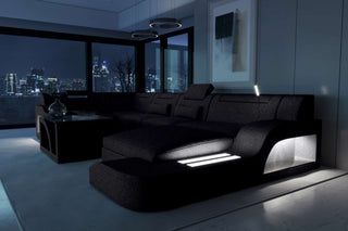 Wohnlandschaft Palermo U Form Stoffsofa Schwarz