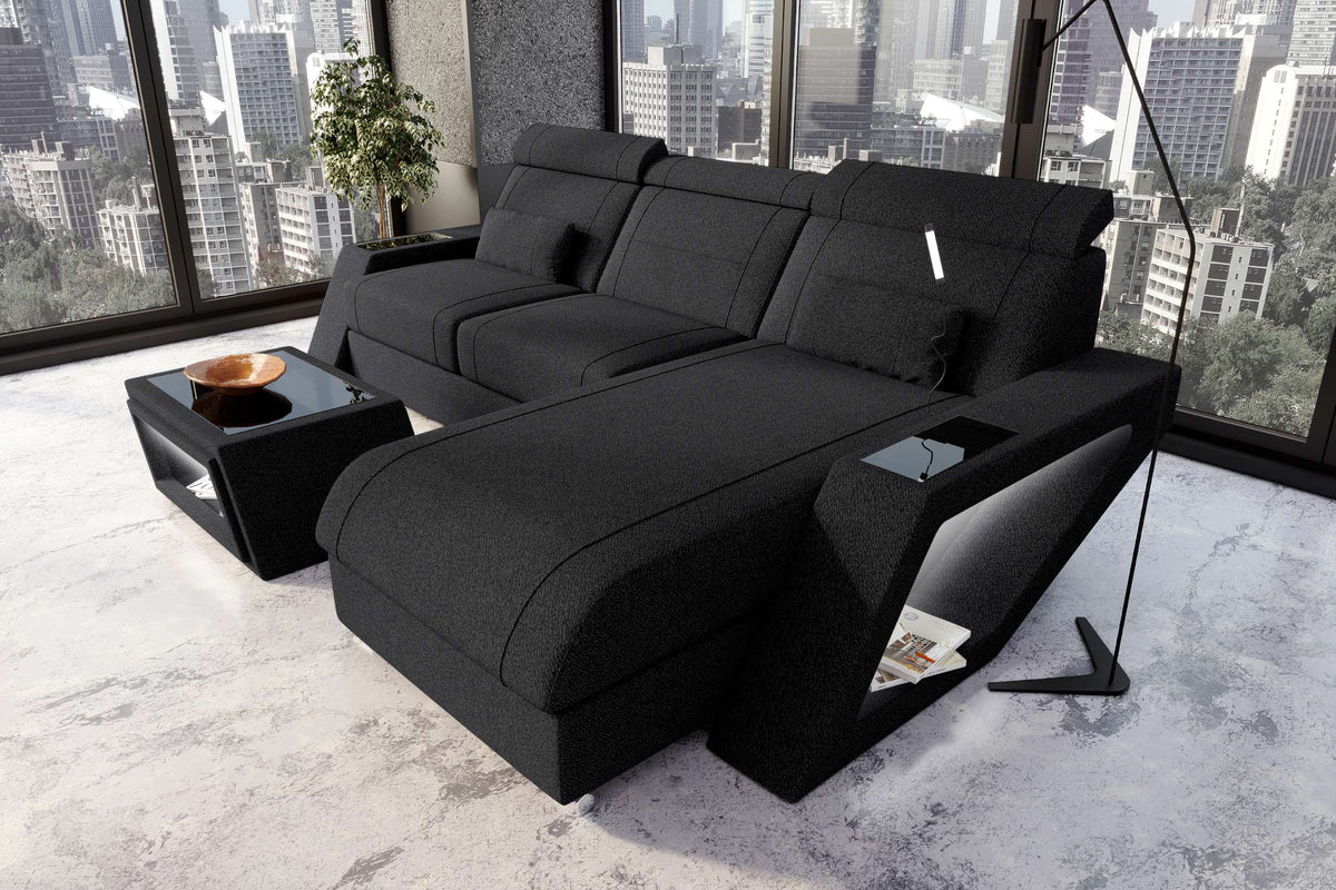 Ecksofa Catania L Form Stoffsofa Schwarz