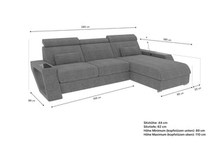 Ecksofa Catania L Form Stoffsofa Schwarz