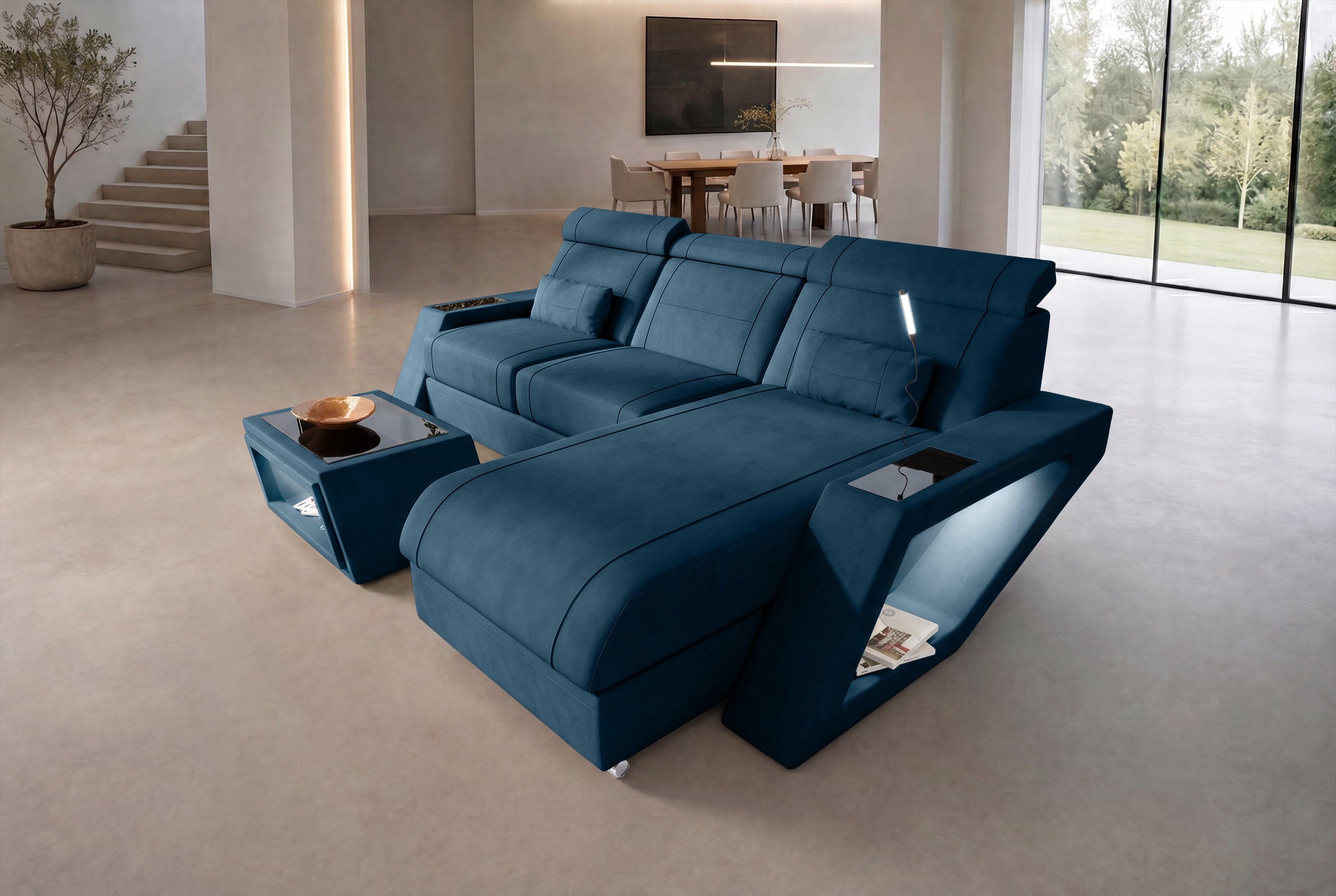 Ecksofa Catania L Form Stoffsofa Blau