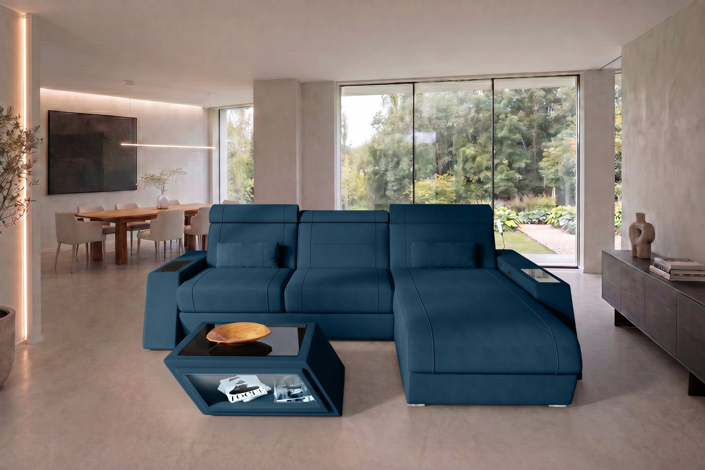 Ecksofa Catania L Form Stoffsofa Blau