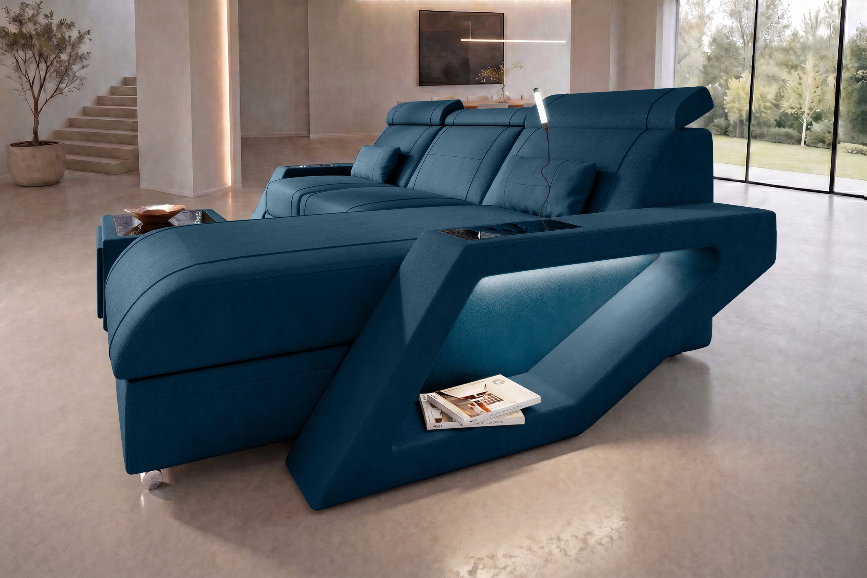 Ecksofa Catania L Form Stoffsofa Blau