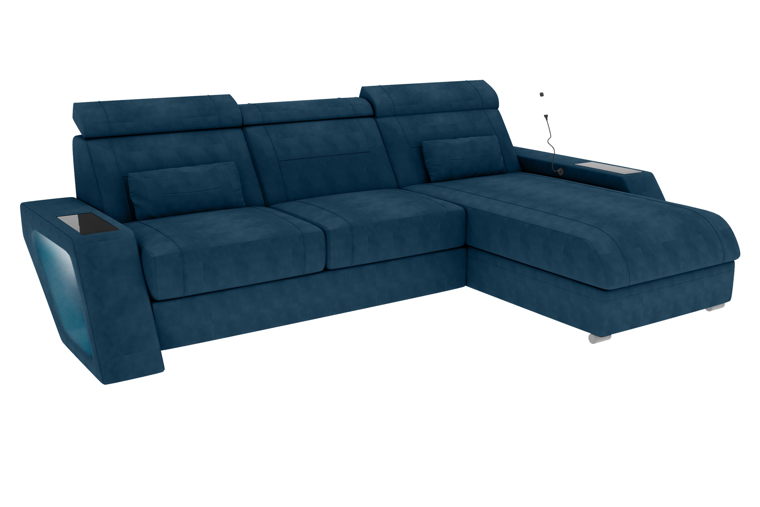 Ecksofa Catania L Form Stoffsofa Blau