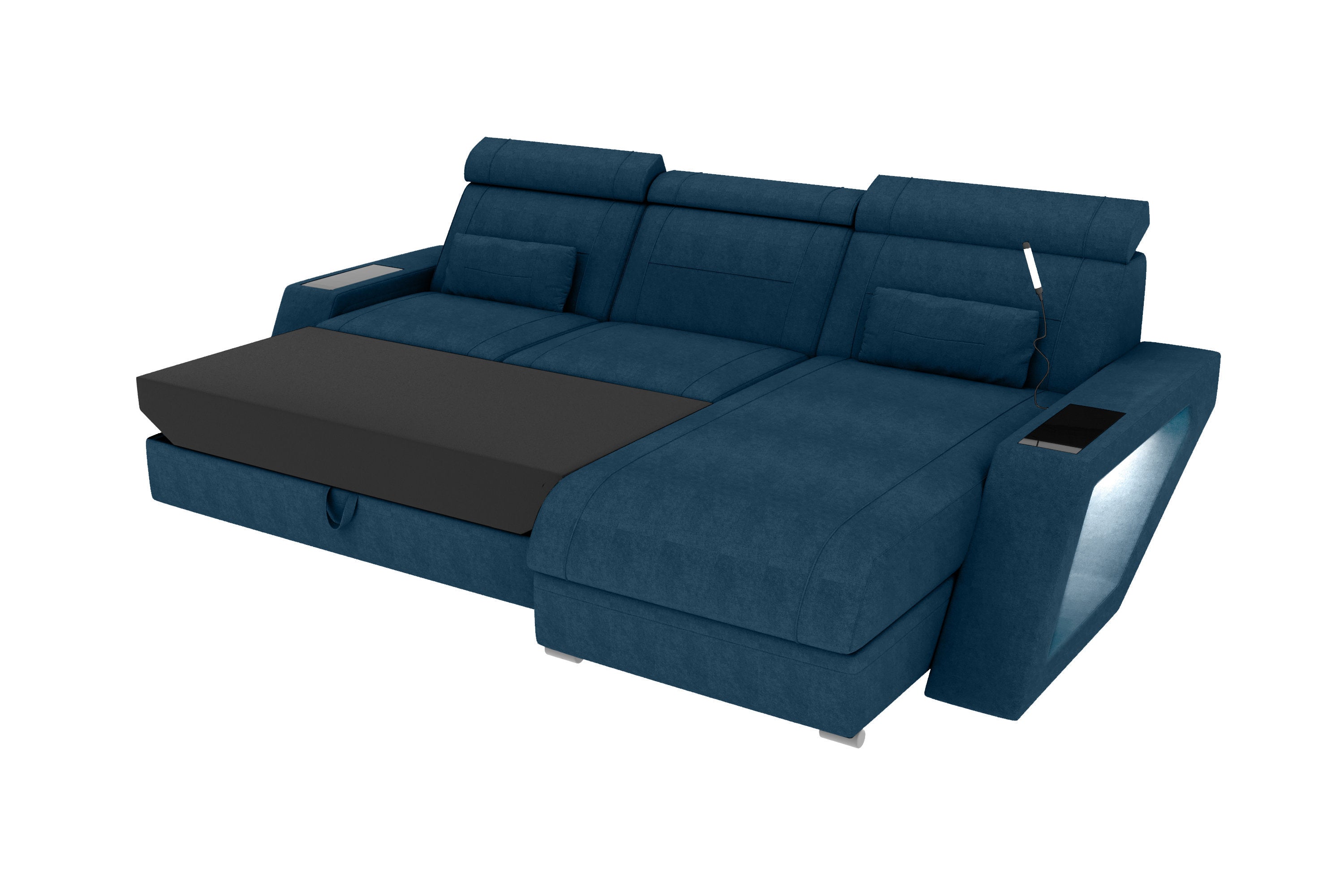Ecksofa Catania L Form Stoffsofa Blau