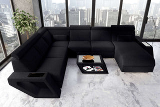 XXL Wohnlandschaft Catania Stoffsofa Schwarz