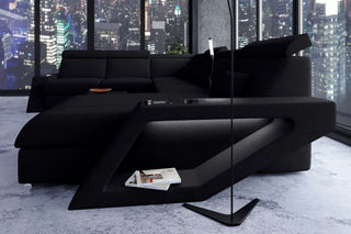 XXL Wohnlandschaft Catania Stoffsofa Schwarz