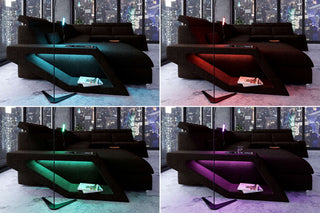 XXL Wohnlandschaft Catania Stoffsofa Schwarz