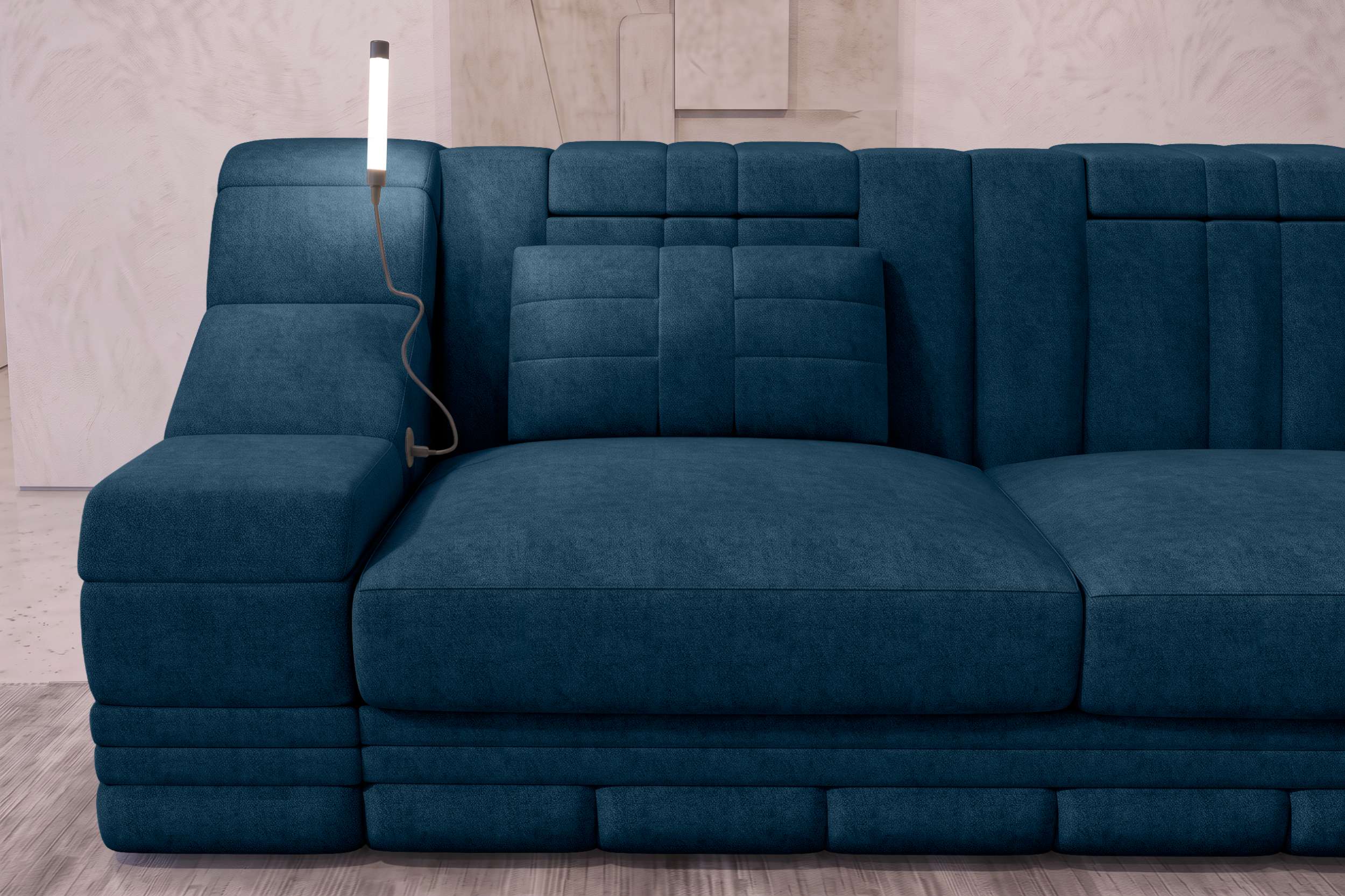 Ecksofa Turino L Form Stoffsofa Blau