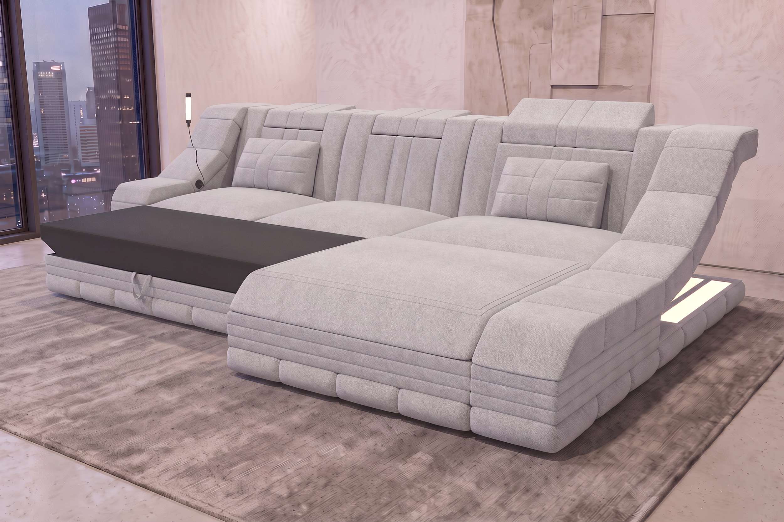Ecksofa Turino L Form Stoffsofa Blau